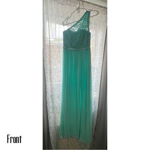 Half Shoulder Lace Chiffon Bridesmaid dress.